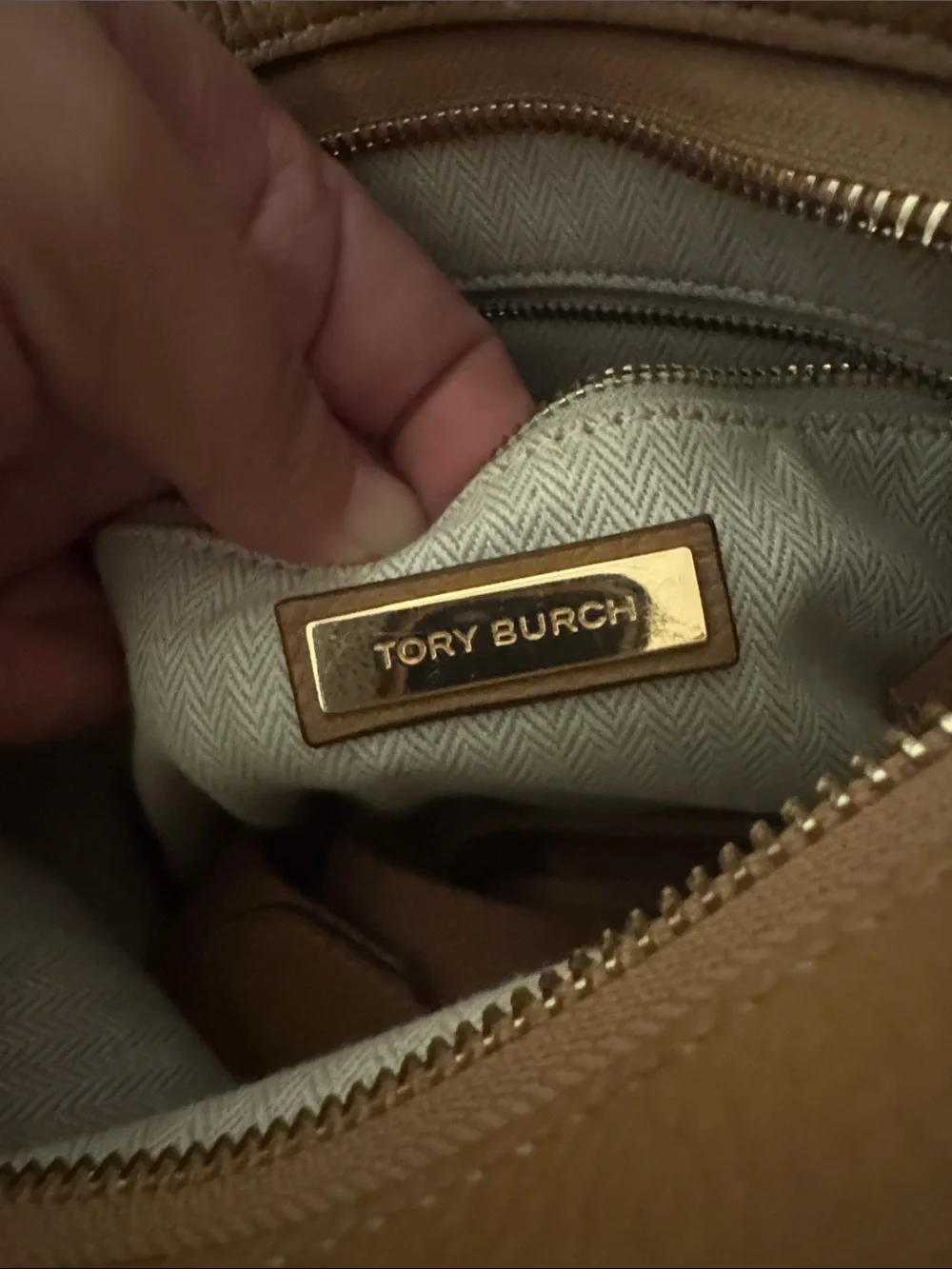 Tory Burch Tan Pebbled Leather Crossbody Set